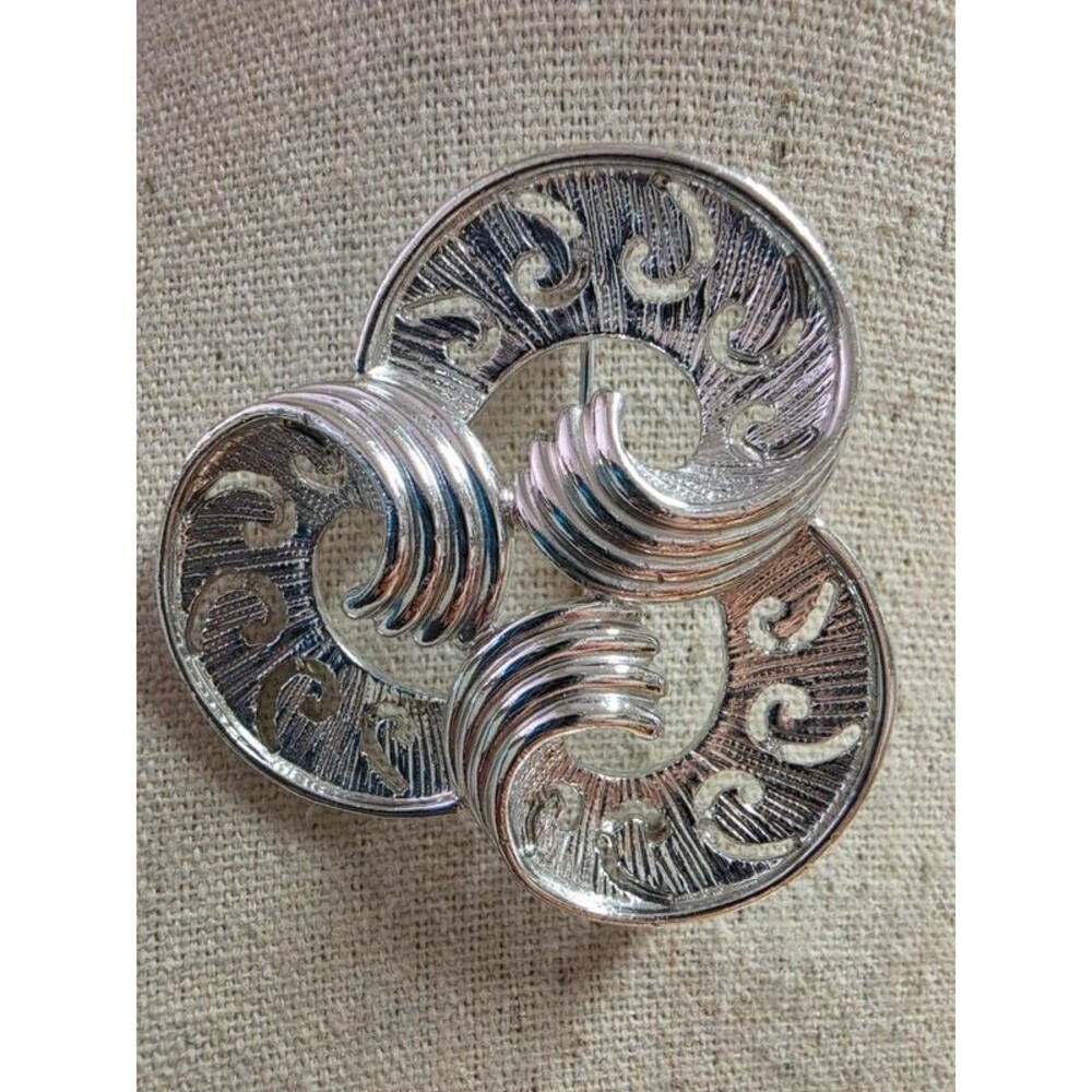 Vintage AJC Swirl Silver Brooch